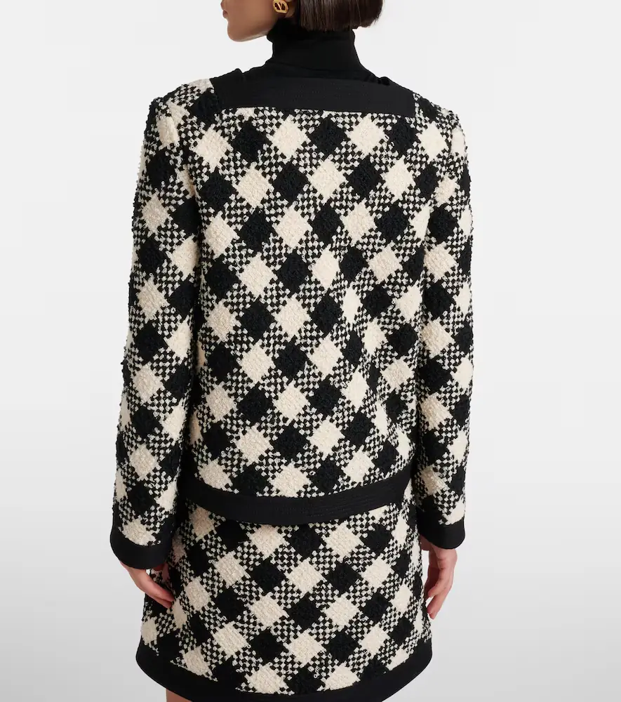 Valentino Garavani Checked ruffled tweed jacket | Thumbnail 7 Valentino Garavani Checked ruffled tweed jacket | Thumbnail 7