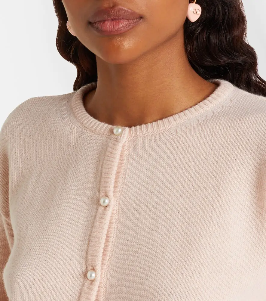 Valentino Garavani Lace-trimmed cropped virgin wool cardigan | Thumbnail 4
