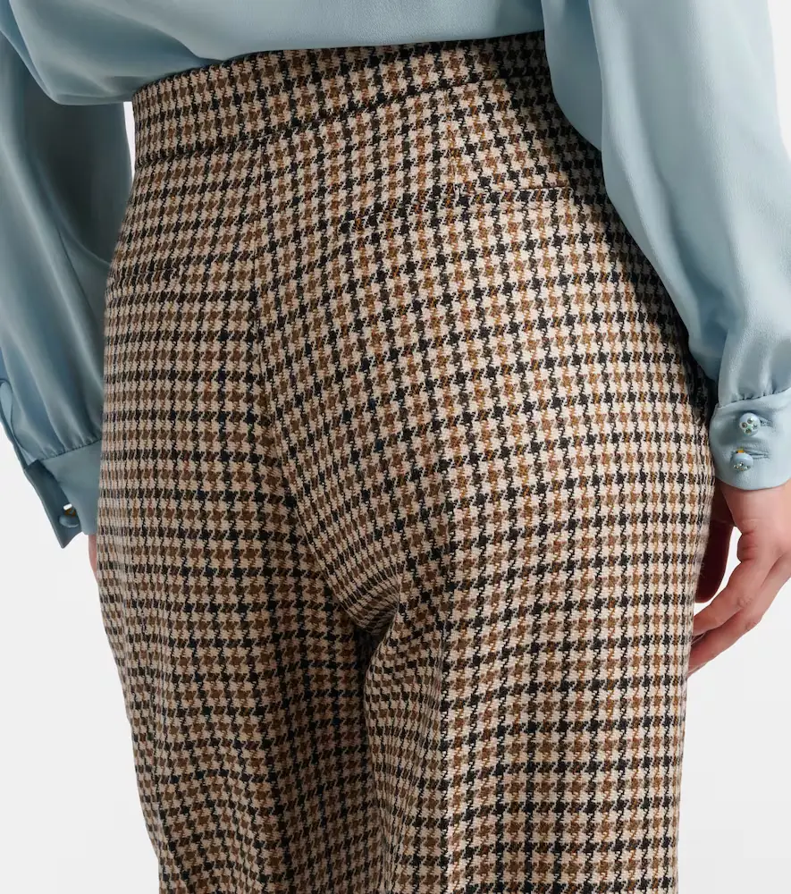Valentino Garavani Houndstooth cropped virgin wool flared pants | Thumbnail 4