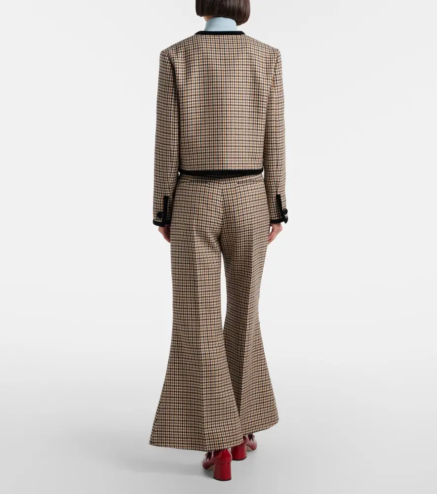 Valentino Garavani Houndstooth cropped virgin wool flared pants | Thumbnail 5