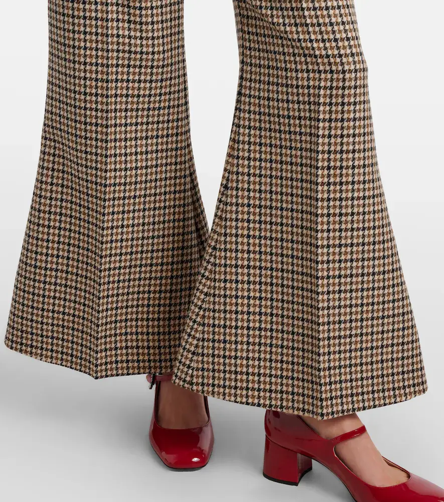 Valentino Garavani Houndstooth cropped virgin wool flared pants | Thumbnail 6