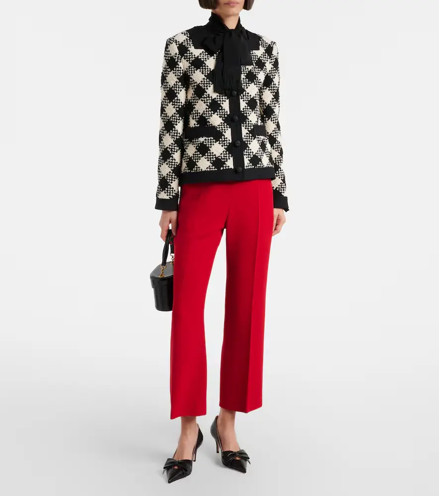 Valentino Garavani VLogo cropped virgin wool crêpe straight pants | Thumbnail 2 Valentino Garavani VLogo cropped virgin wool crêpe straight pants | Thumbnail 2