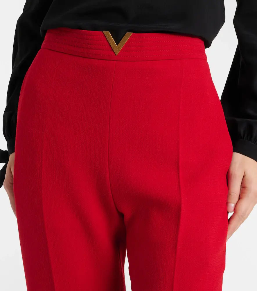 Valentino Garavani VLogo cropped virgin wool crêpe straight pants | Thumbnail 6 Valentino Garavani VLogo cropped virgin wool crêpe straight pants | Thumbnail 6