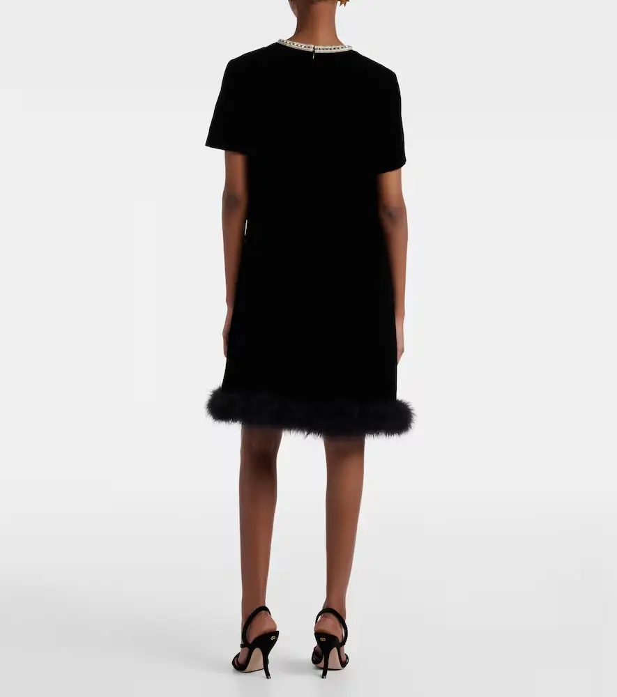 Valentino Garavani Embellished feather-trimmed velvet minidress | Thumbnail 5 Valentino Garavani Embellished feather-trimmed velvet minidress | Thumbnail 5