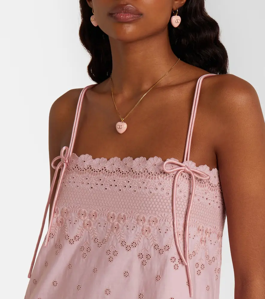 Valentino Garavani Broderie anglaise silk-trimmed cotton midi dress | Thumbnail 3