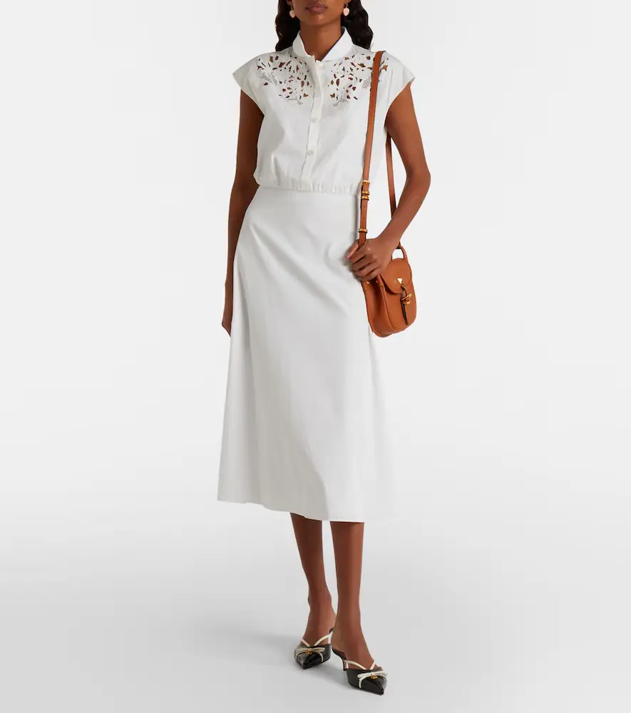 Valentino Garavani Guipure lace-trimmed cotton midi dress | Thumbnail 2 Valentino Garavani Guipure lace-trimmed cotton midi dress | Thumbnail 2