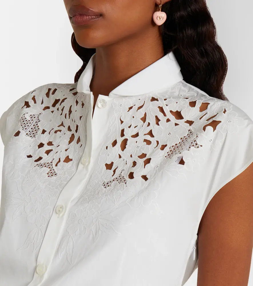 Valentino Garavani Guipure lace-trimmed cotton midi dress | Thumbnail 3 Valentino Garavani Guipure lace-trimmed cotton midi dress | Thumbnail 3