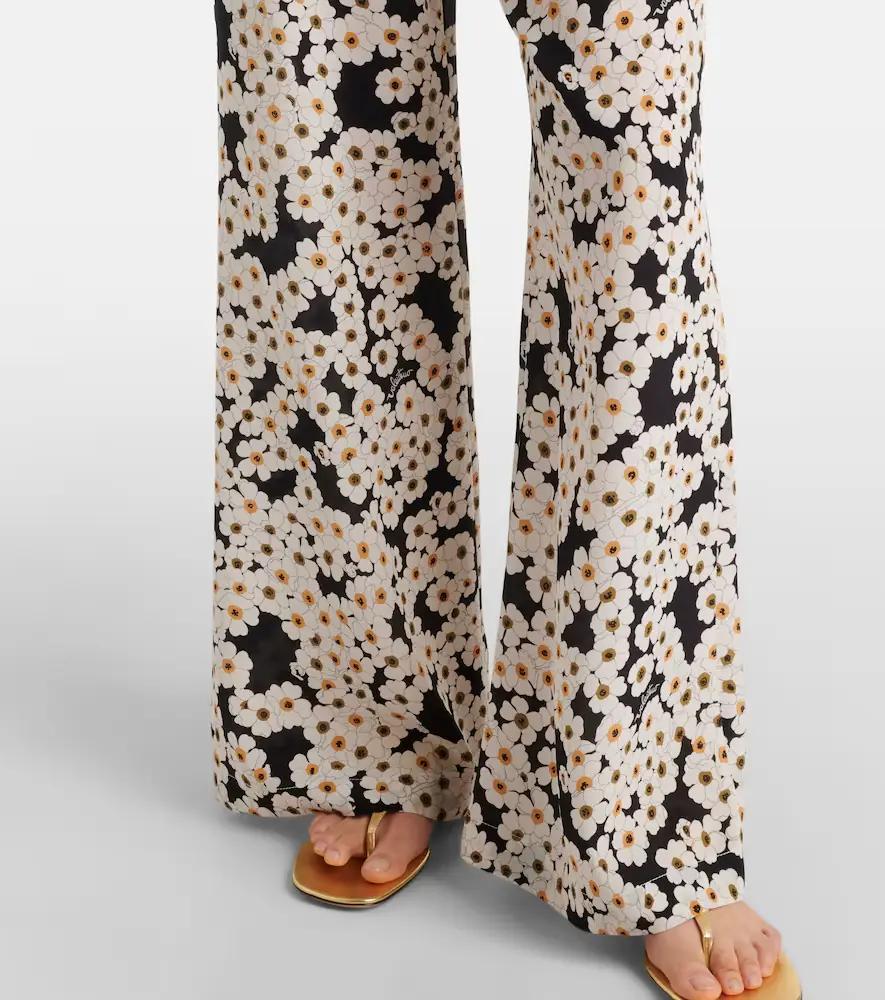 Valentino Floral silk crêpe de chine wide-leg pants | Thumbnail 4 Valentino Floral silk crêpe de chine wide-leg pants | Thumbnail 4