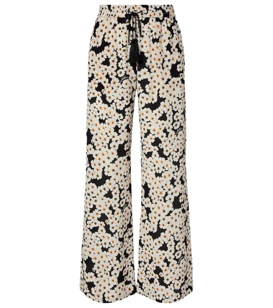 Valentino Floral silk crêpe de chine wide-leg pants | Image 1 Valentino Floral silk crêpe de chine wide-leg pants | Image 1