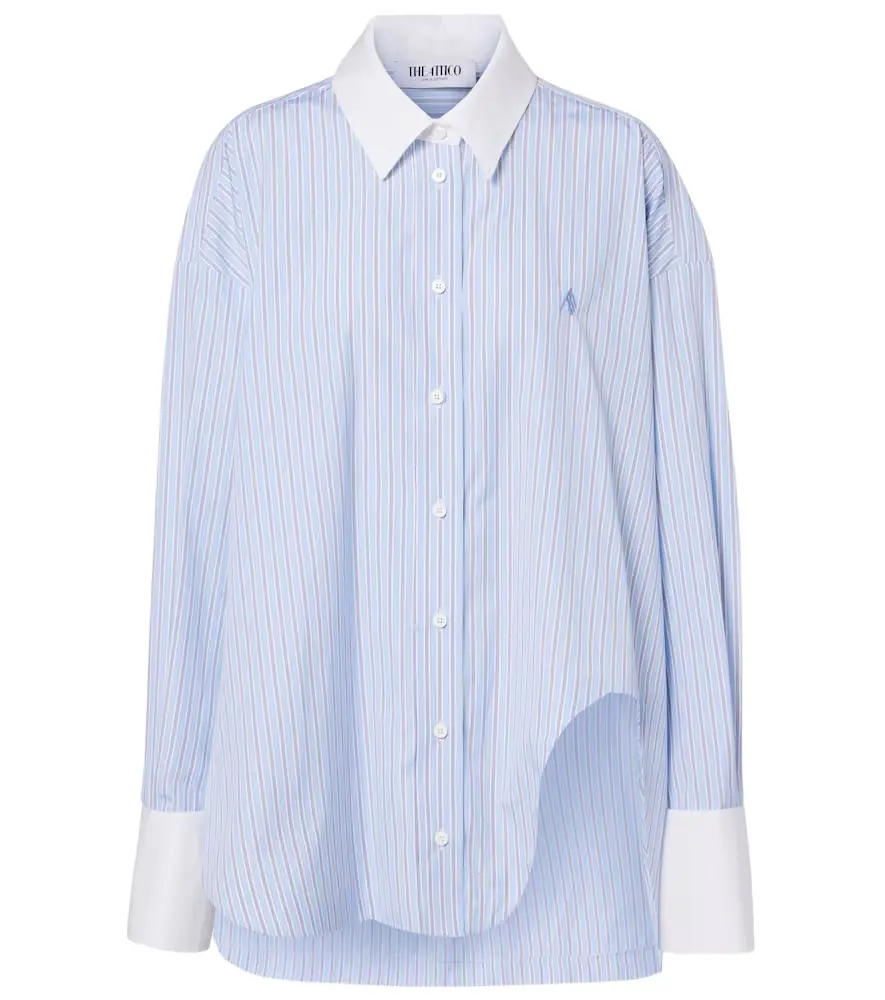 The Attico Striped asymmetric cotton shirt | Image 1 The Attico Striped asymmetric cotton shirt | Image 1