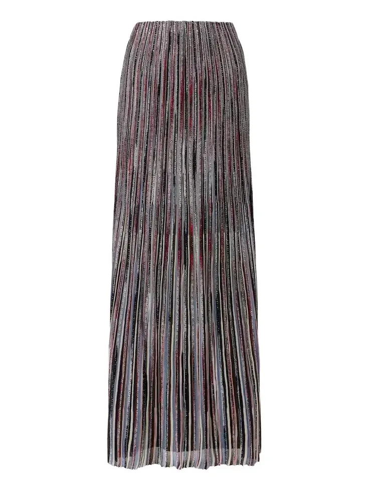 Striped lamé maxi skirt
