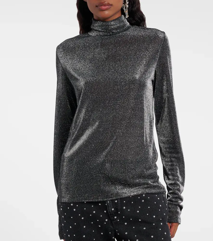 Marant Étoile Jadia jersey lamé turtleneck top | Thumbnail 2