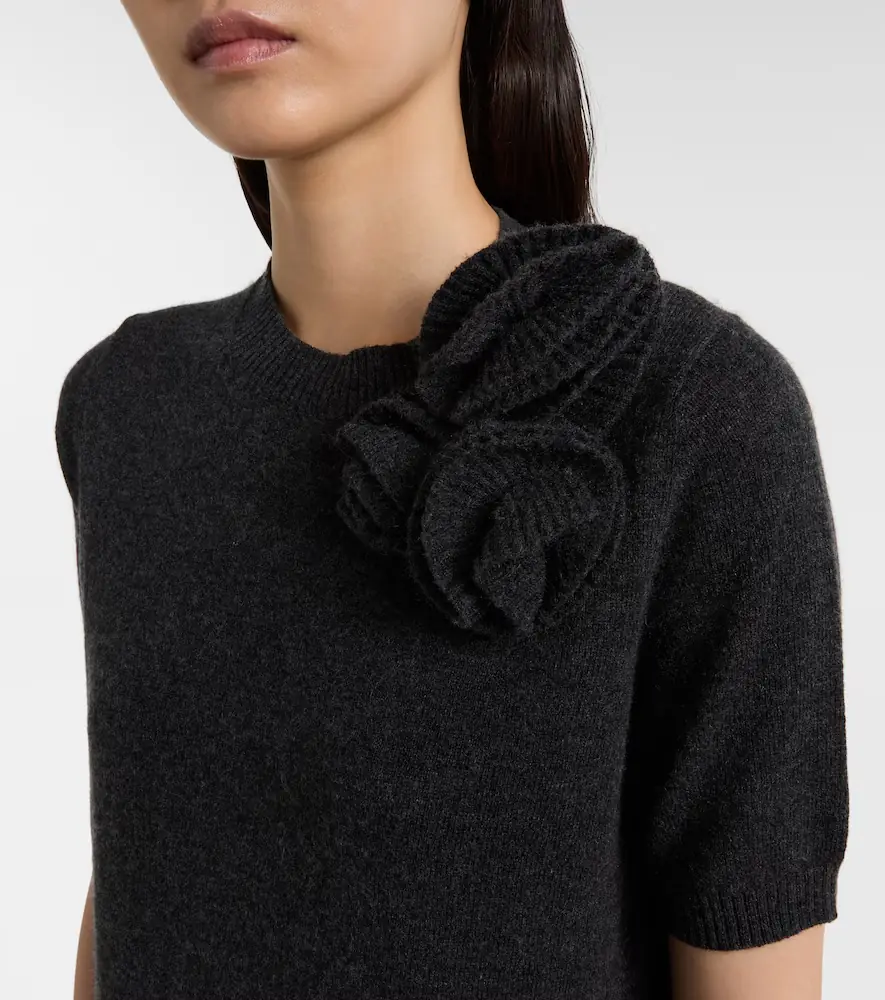 Jardin des Orangers Floral-appliqué wool and cashmere sweater | Thumbnail 4