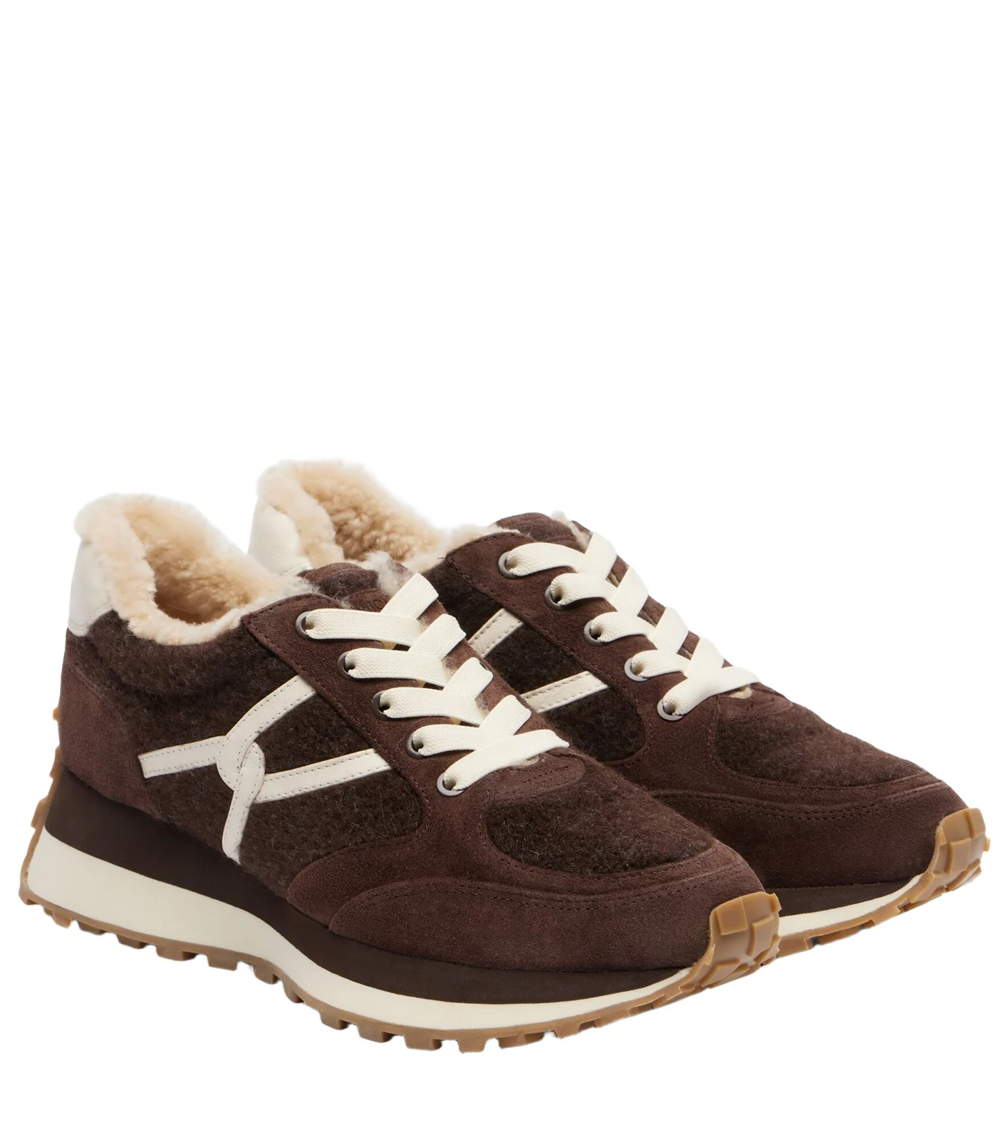 Valentina suede-trimmed leather sneakers Valentina suede-trimmed leather sneakers