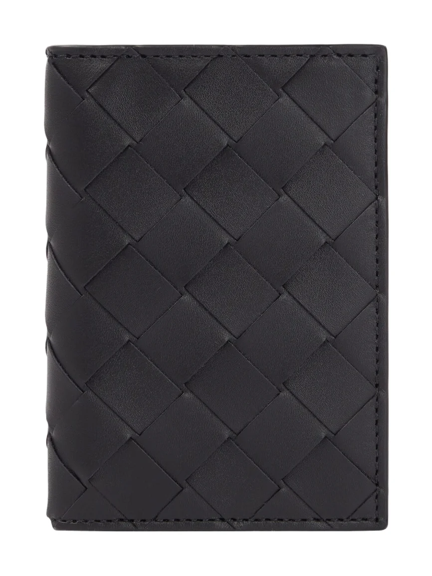 Intrecciato leather card holder