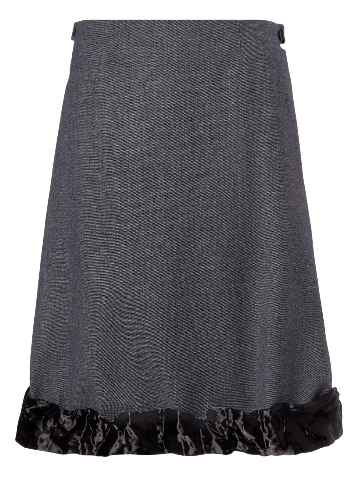Satin-trimmed wool midi skirt