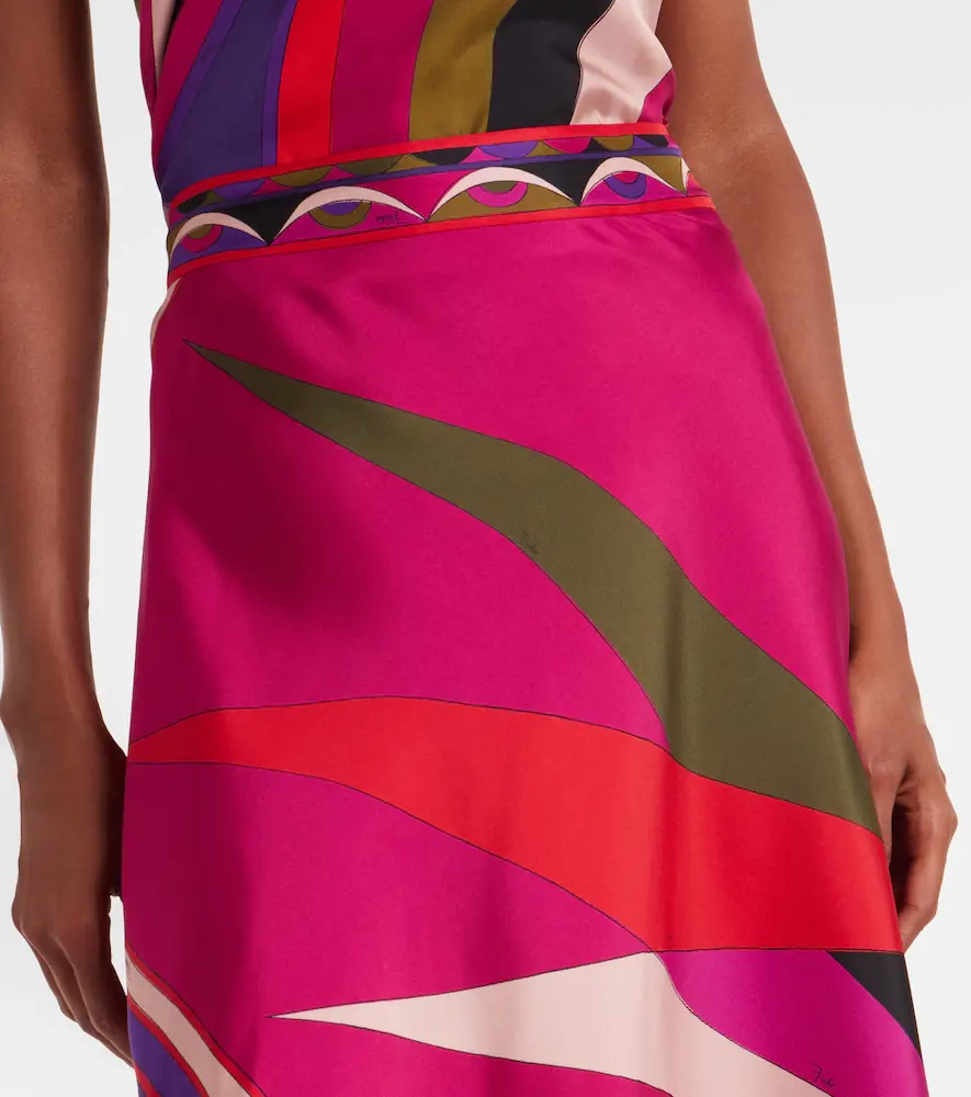 PUCCI Hawaii asymmetric silk satin midi skirt | Thumbnail 2 PUCCI Hawaii asymmetric silk satin midi skirt | Thumbnail 2