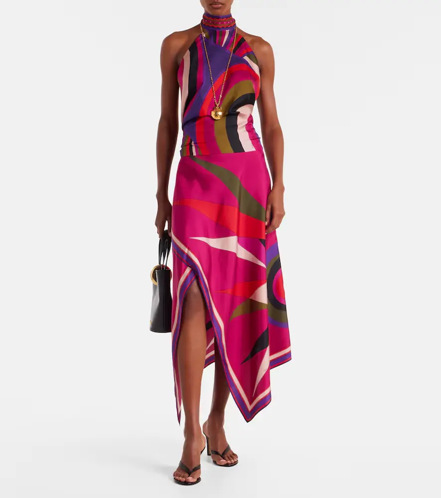 PUCCI Hawaii asymmetric silk satin midi skirt | Thumbnail 4 PUCCI Hawaii asymmetric silk satin midi skirt | Thumbnail 4