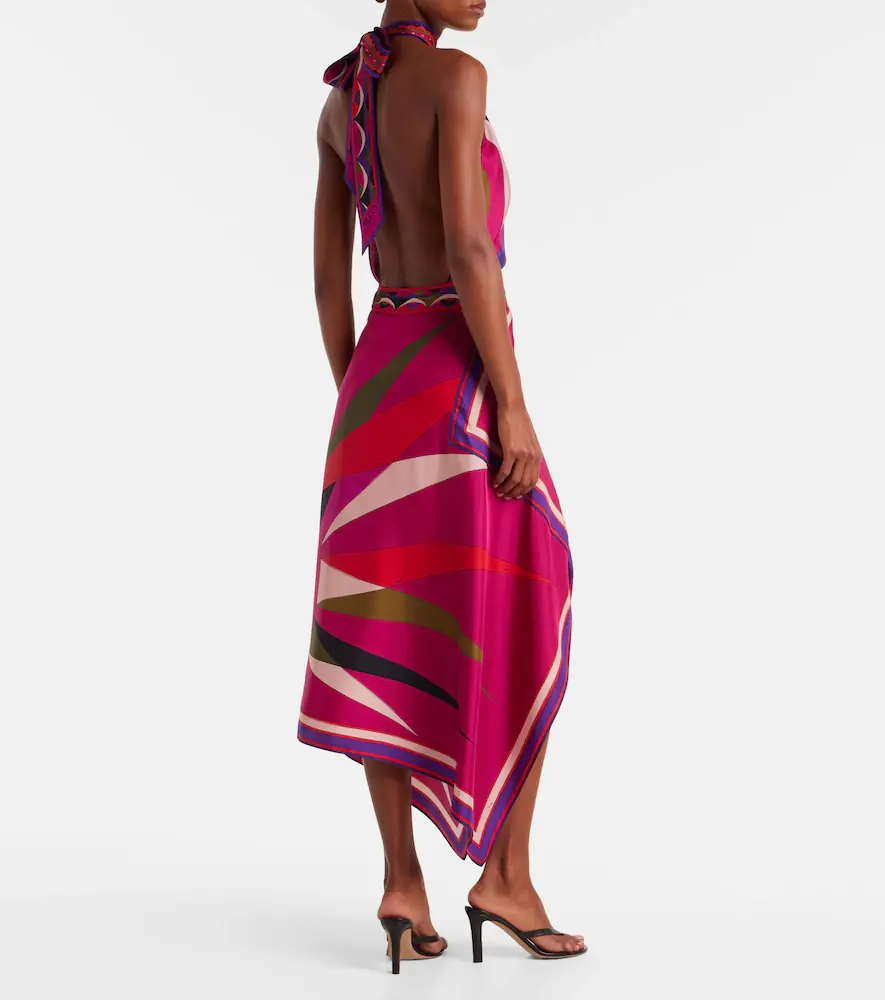 PUCCI Hawaii asymmetric silk satin midi skirt | Thumbnail 5 PUCCI Hawaii asymmetric silk satin midi skirt | Thumbnail 5