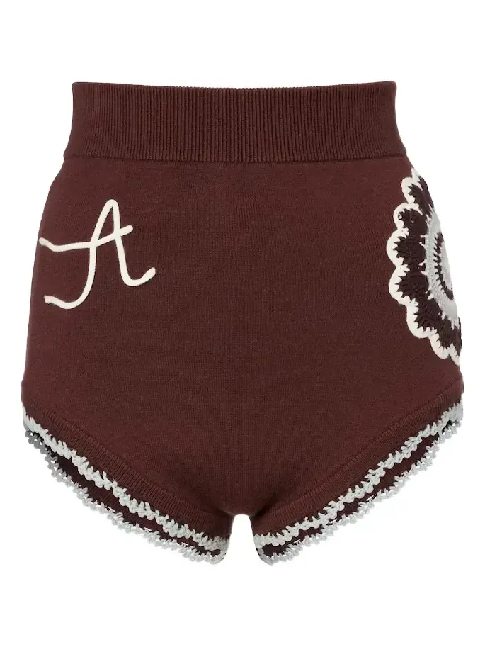 Alémais Crochet high-rise wool-blend micro shorts Alémais Crochet high-rise wool-blend micro shorts