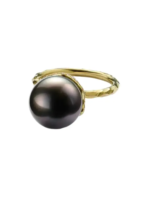Orb 18kt gold ring with pearl and diamonds Orb 18kt gold ring with pearl and diamonds