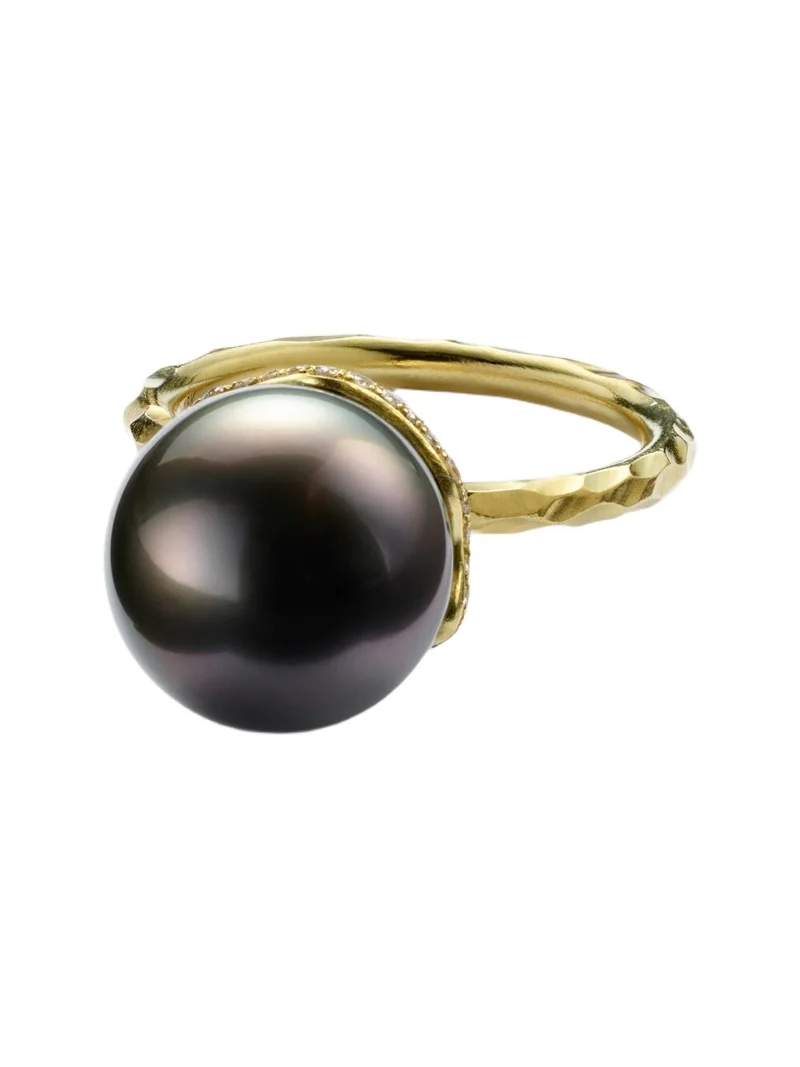 Orb 18kt gold ring with pearl and diamonds Orb 18kt gold ring with pearl and diamonds