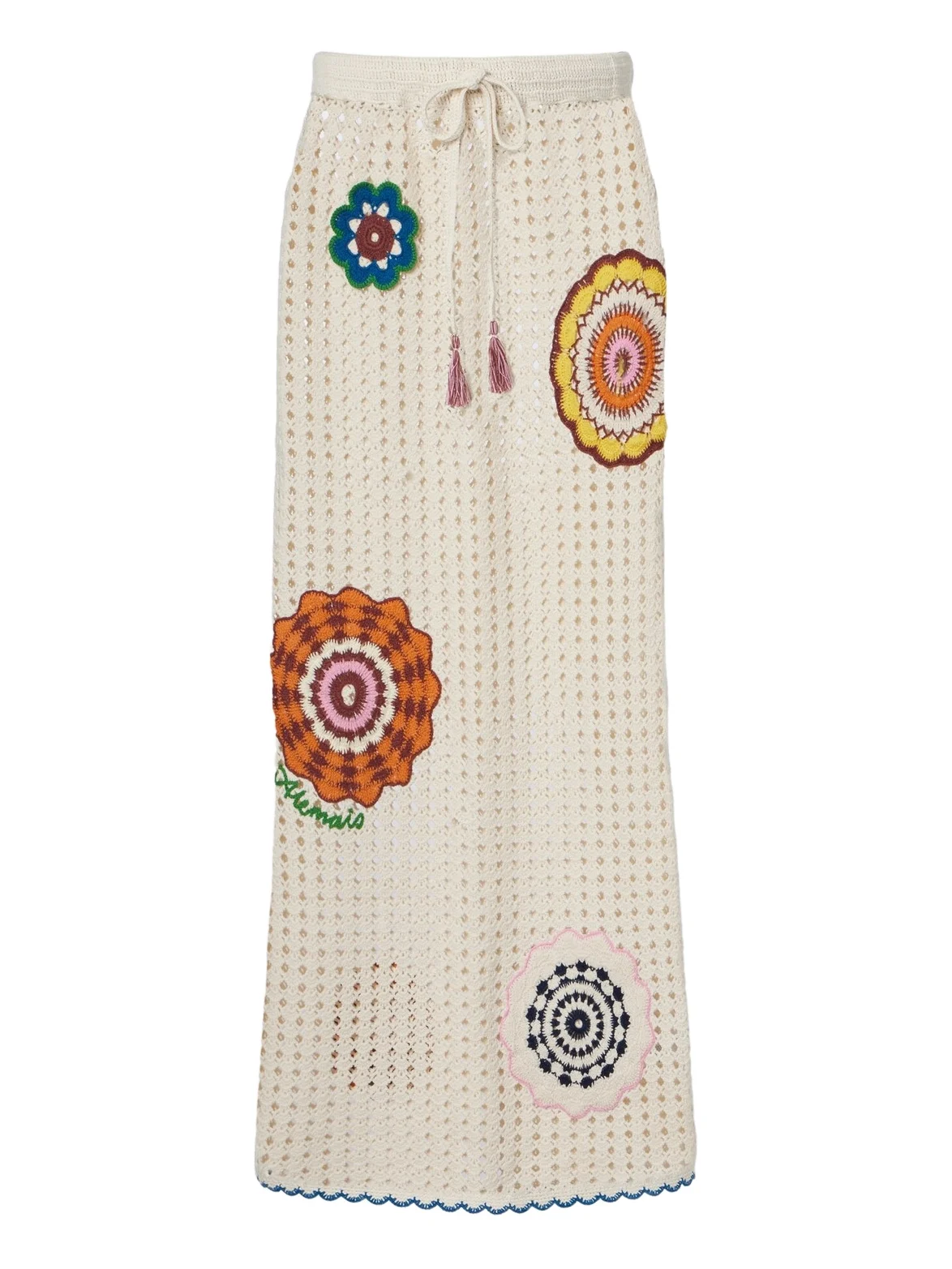 Elma crochet embroidered cotton maxi skirt