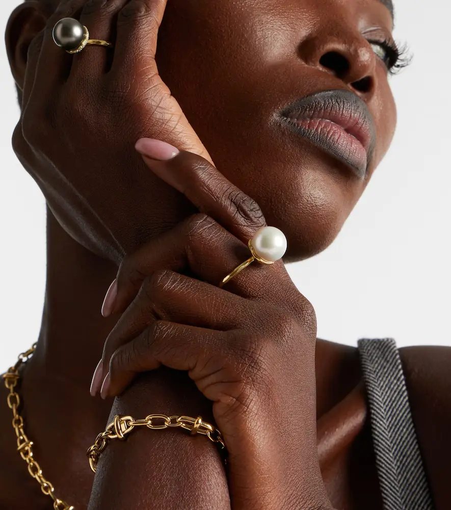 Octavia Elizabeth Orb 18kt gold ring with pearl | Thumbnail 3
