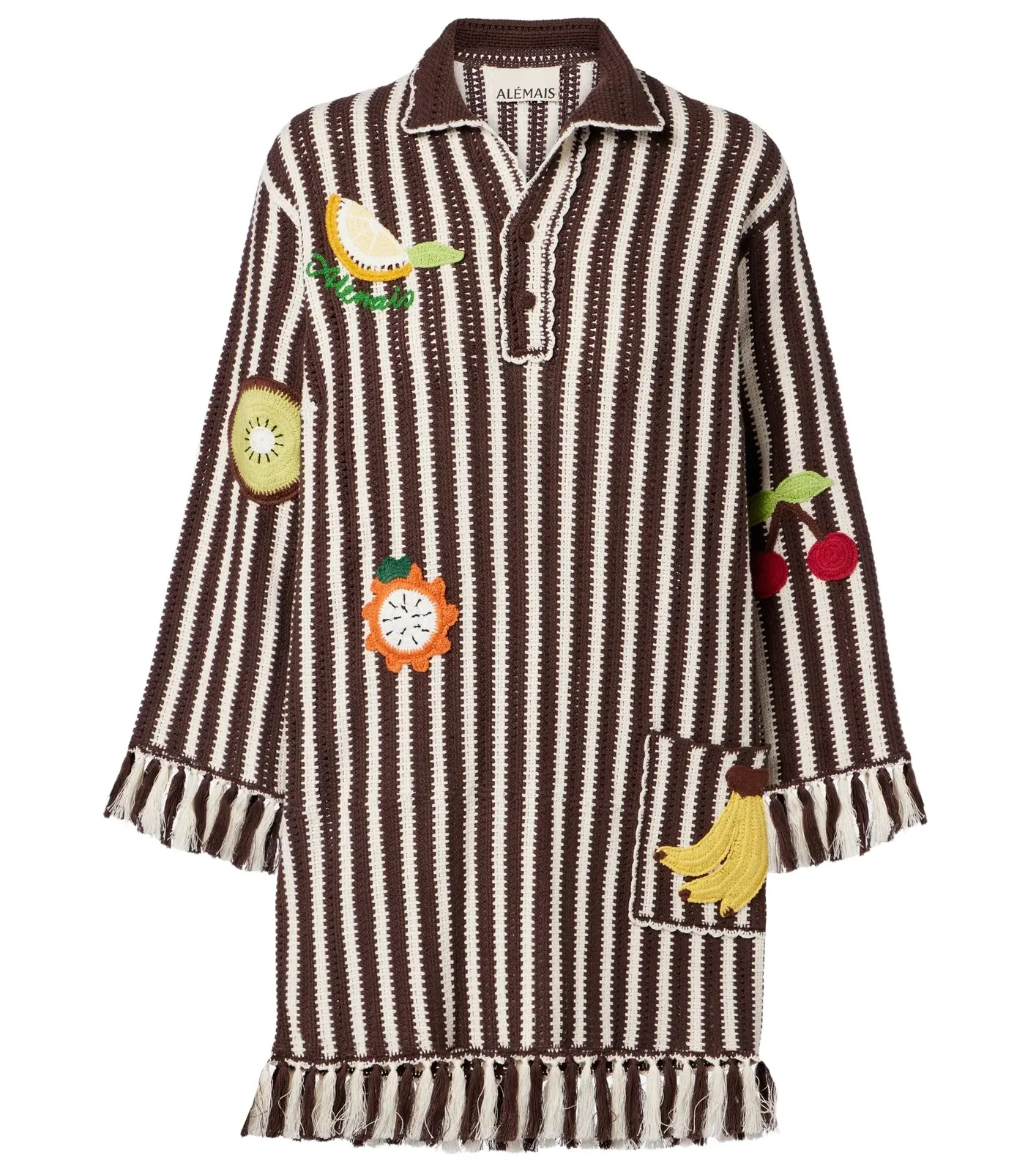 Sundae crochet embroidered cotton kaftan