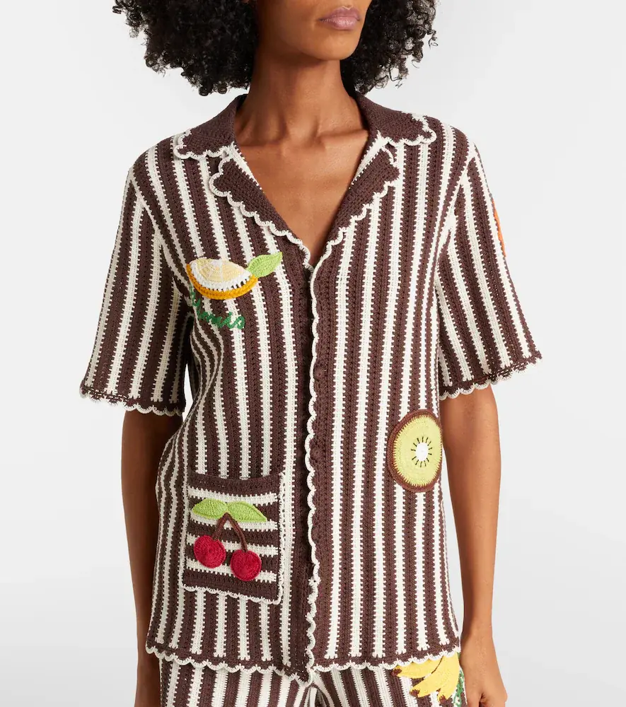 ALÉMAIS Alémais Sundae crochet cotton bowling shirt | Thumbnail 2