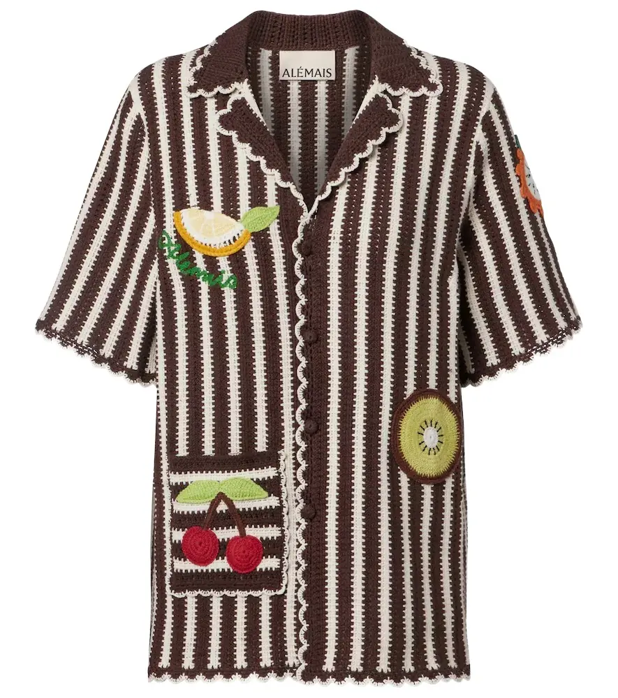 ALÉMAIS Alémais Sundae crochet cotton bowling shirt