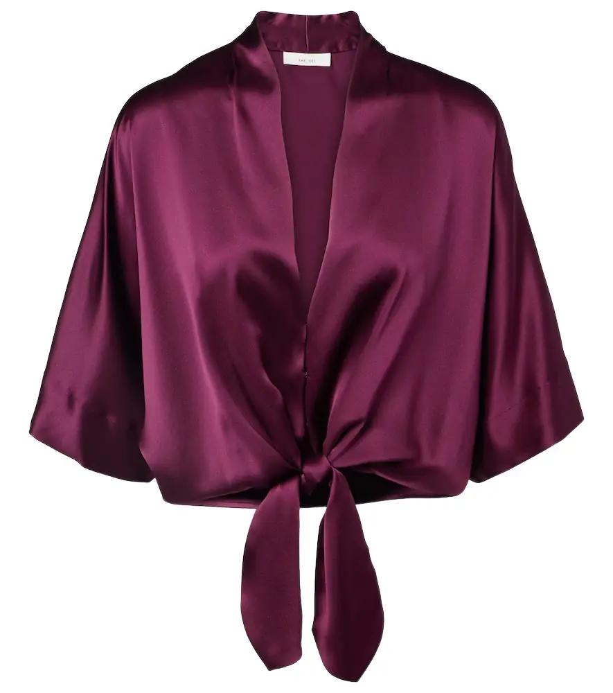 The Sei Cropped silk charmeuse top | Image 1 The Sei Cropped silk charmeuse top | Image 1