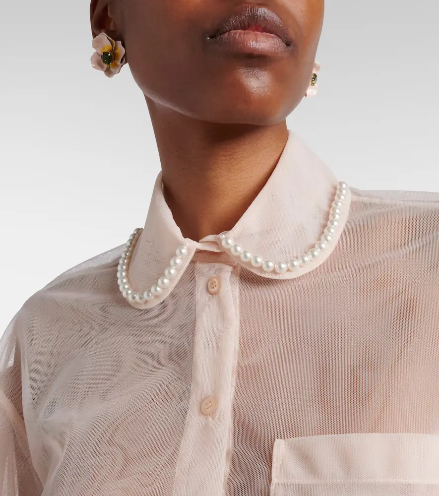 Simone Rocha Cropped puff-sleeve tulle blouse | Thumbnail 2