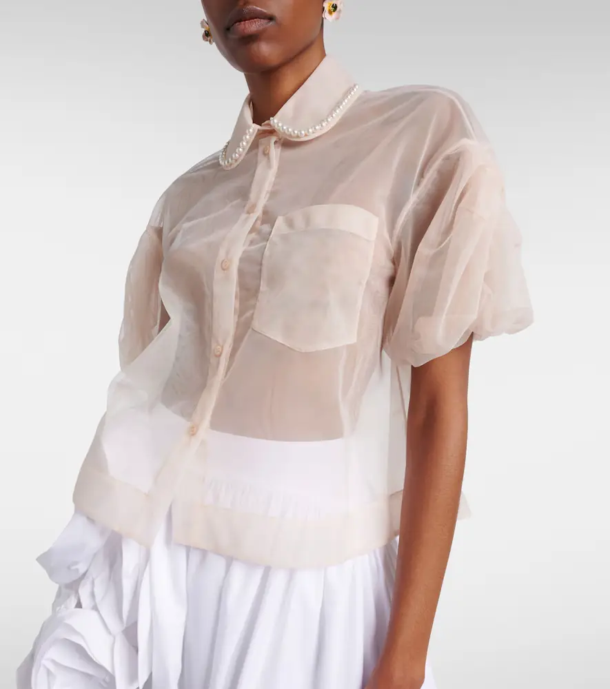Simone Rocha Cropped puff-sleeve tulle blouse | Thumbnail 3