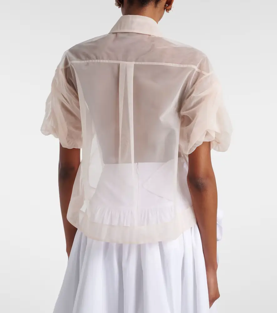 Simone Rocha Cropped puff-sleeve tulle blouse | Thumbnail 4