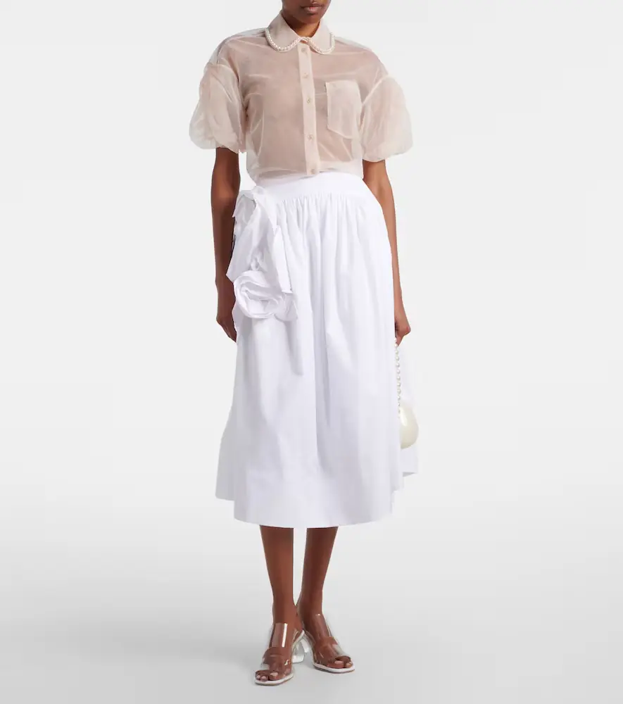 Simone Rocha Cropped puff-sleeve tulle blouse | Thumbnail 5