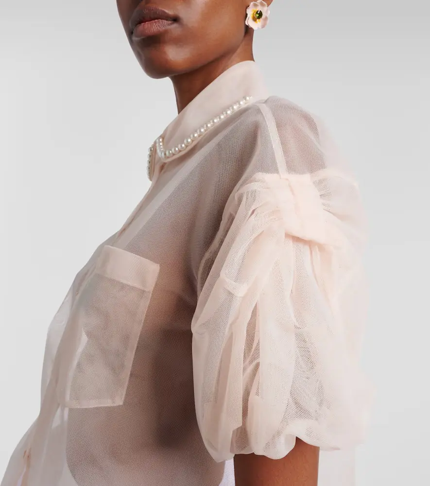 Simone Rocha Cropped puff-sleeve tulle blouse | Thumbnail 6