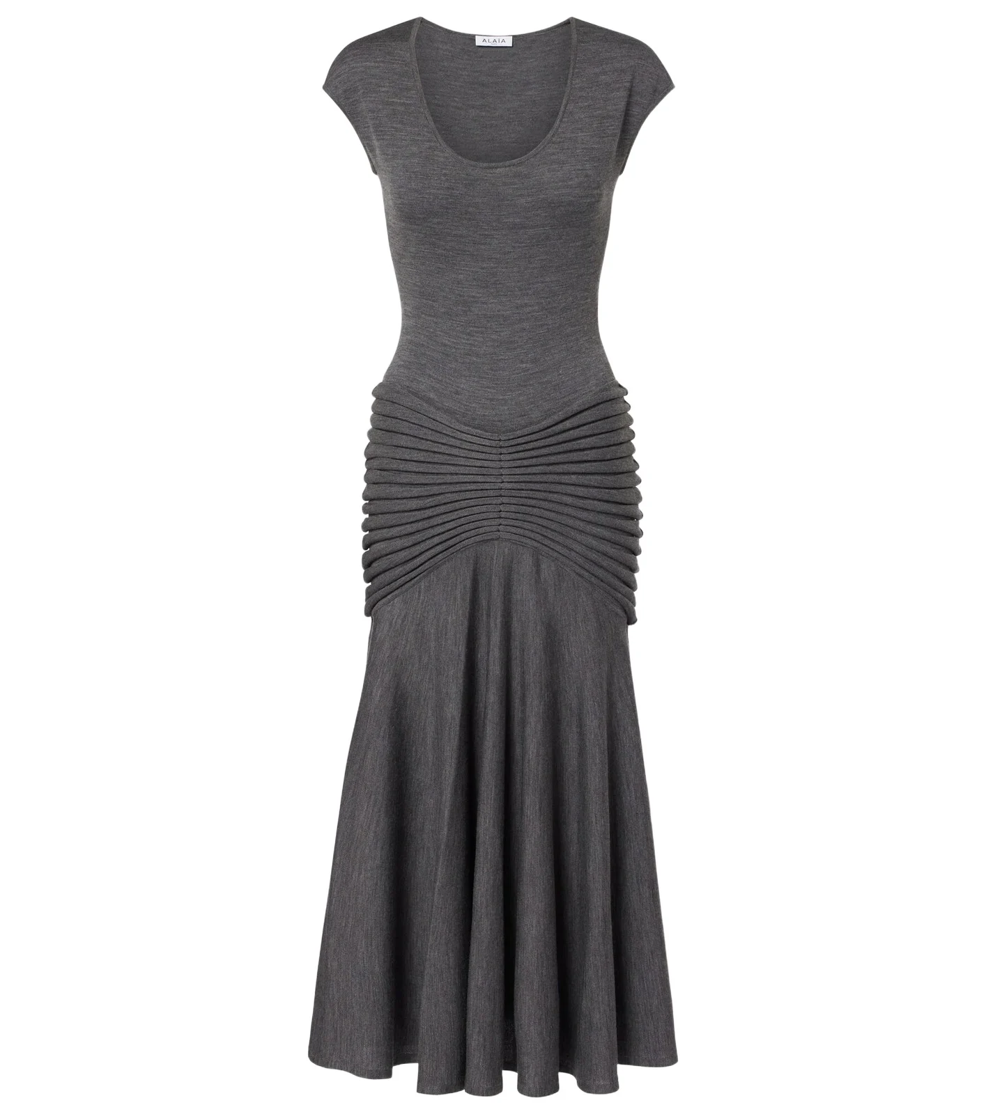 ALAÏA Knitted pleated wool midi dress ALAÏA Knitted pleated wool midi dress
