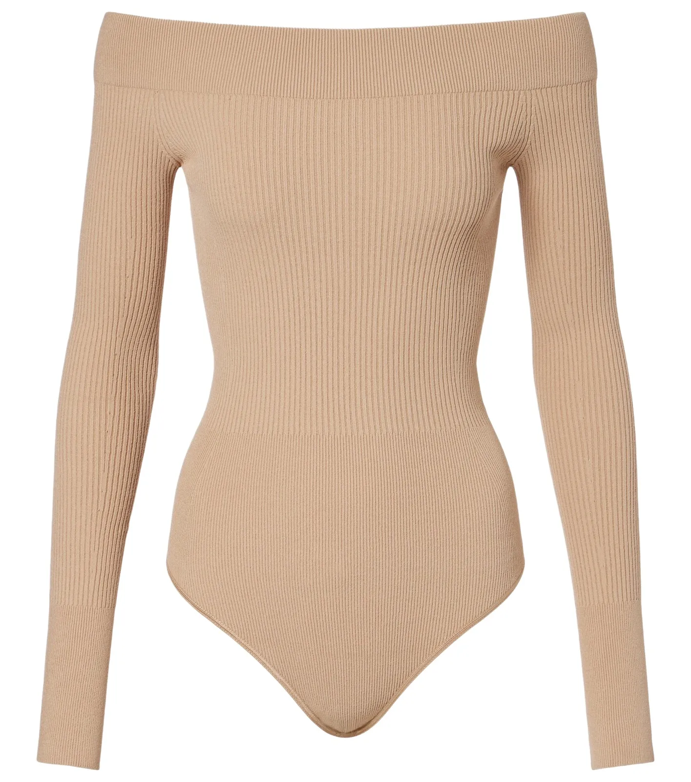 ALAÏA Ribbed-knit off-shoulder bodysuit ALAÏA Ribbed-knit off-shoulder bodysuit