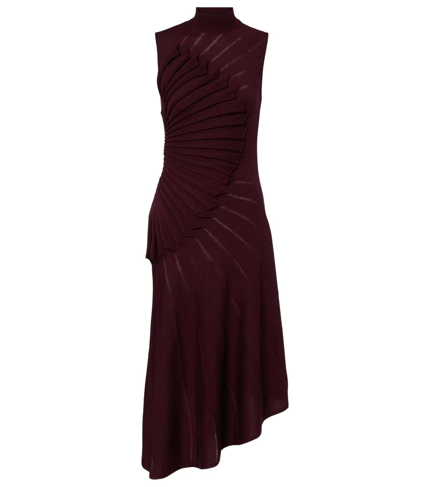 ALAÏA Asymmetric pleated wool midi dress