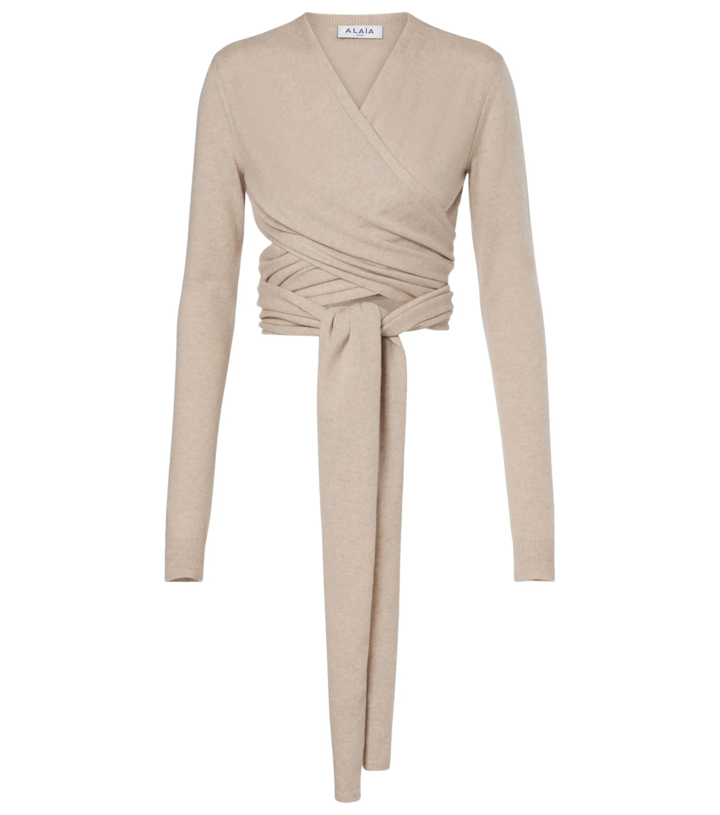 ALAÏA Cashmere and wool-blend wrap top ALAÏA Cashmere and wool-blend wrap top