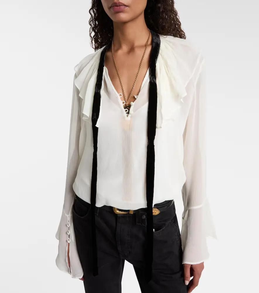 Polo Ralph Lauren Ruffled tie-front blouse | Thumbnail 5