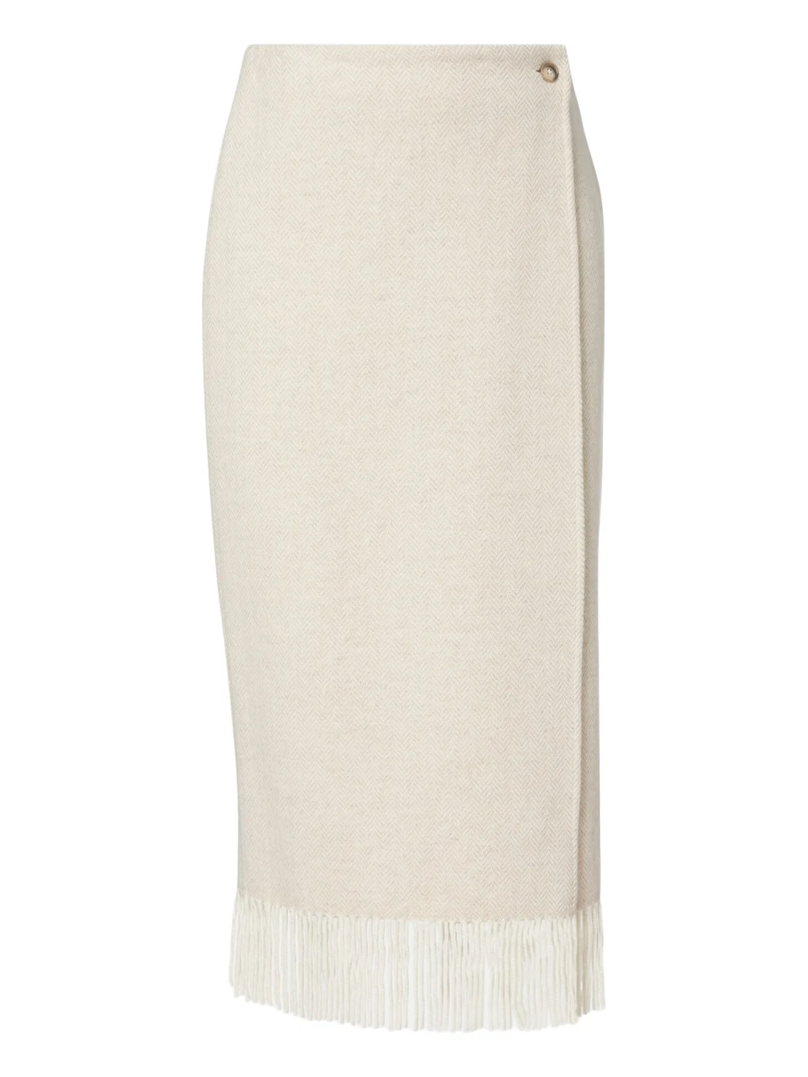 Polo Ralph Lauren Fringed herringbone wool-blend wrap skirt