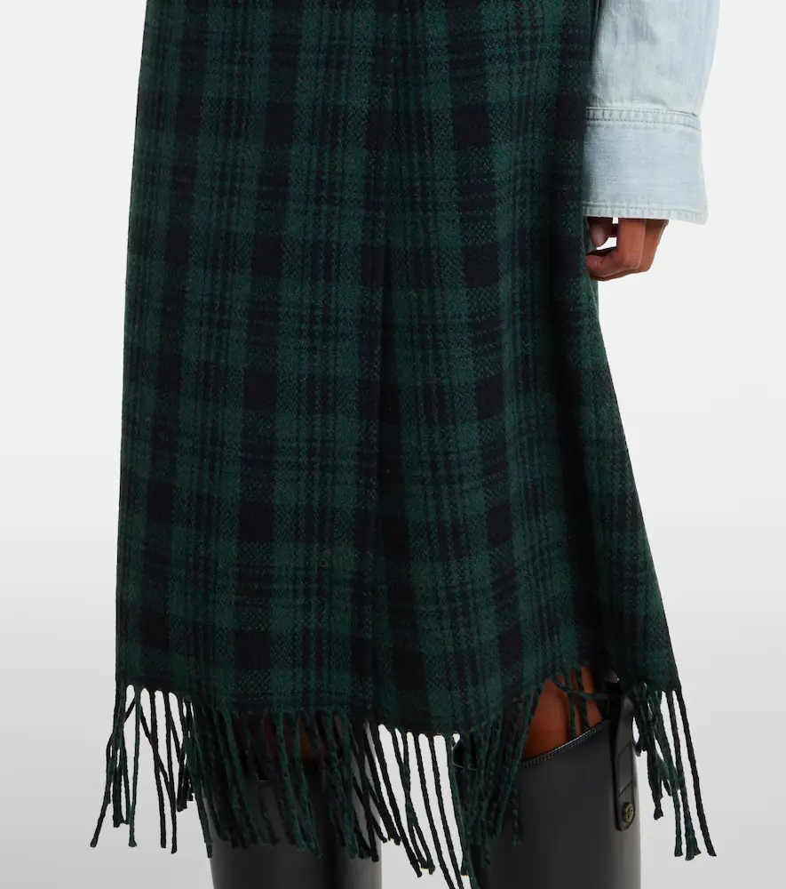 Polo Ralph Lauren Checked fringed wool-blend wrap skirt | Thumbnail 5 Polo Ralph Lauren Checked fringed wool-blend wrap skirt | Thumbnail 5