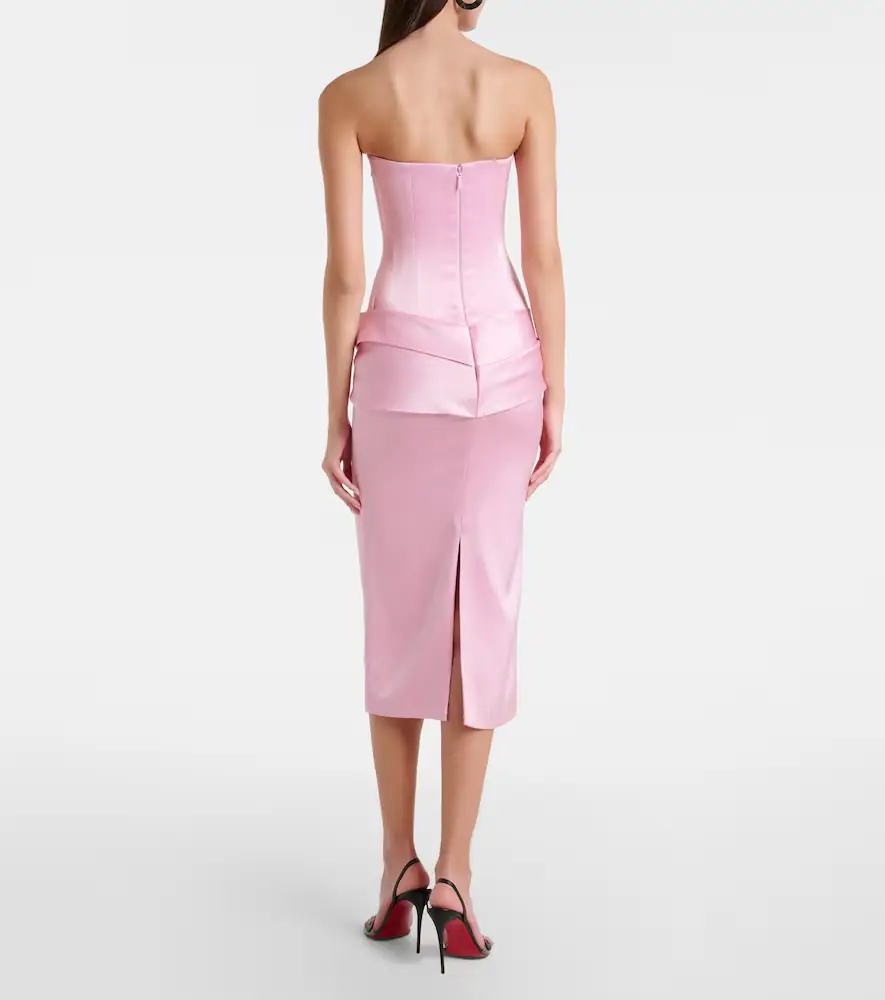 Alex Perry Draped satin crêpe bustier dress | Thumbnail 3 Alex Perry Draped satin crêpe bustier dress | Thumbnail 3