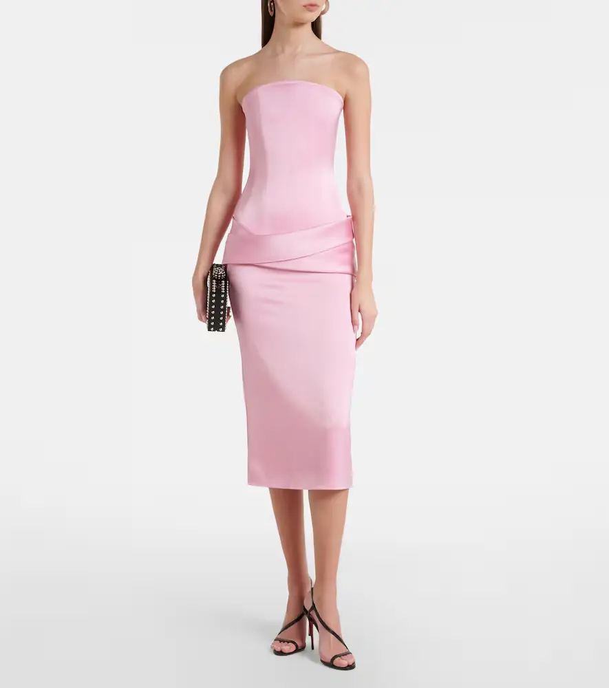 Alex Perry Draped satin crêpe bustier dress | Thumbnail 5 Alex Perry Draped satin crêpe bustier dress | Thumbnail 5