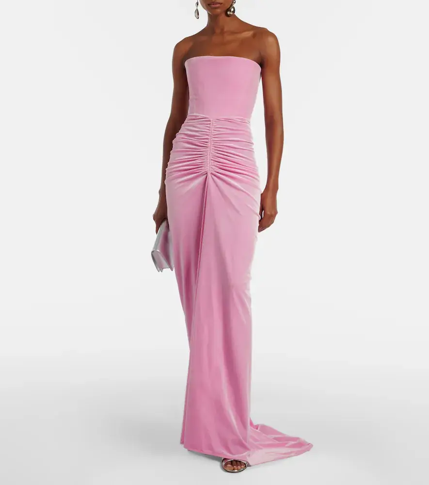 Alex Perry Ruched velvet bustier gown | Thumbnail 6 Alex Perry Ruched velvet bustier gown | Thumbnail 6