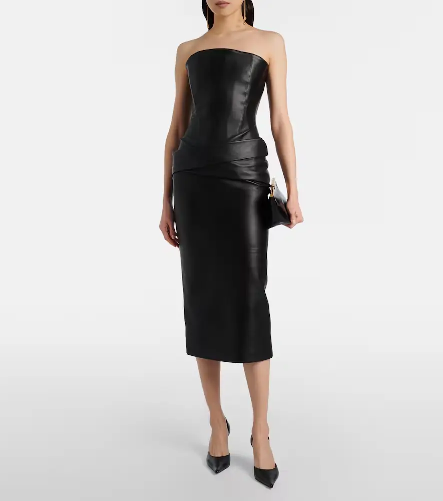 Alex Perry Strapless leather midi dress | Thumbnail 2 Alex Perry Strapless leather midi dress | Thumbnail 2