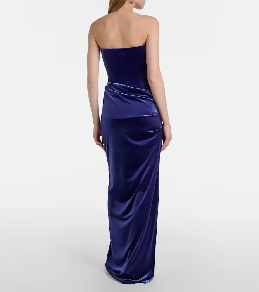 Alex Perry Draped velvet bustier gown | Thumbnail 3