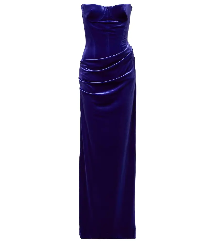 Alex Perry Draped velvet bustier gown